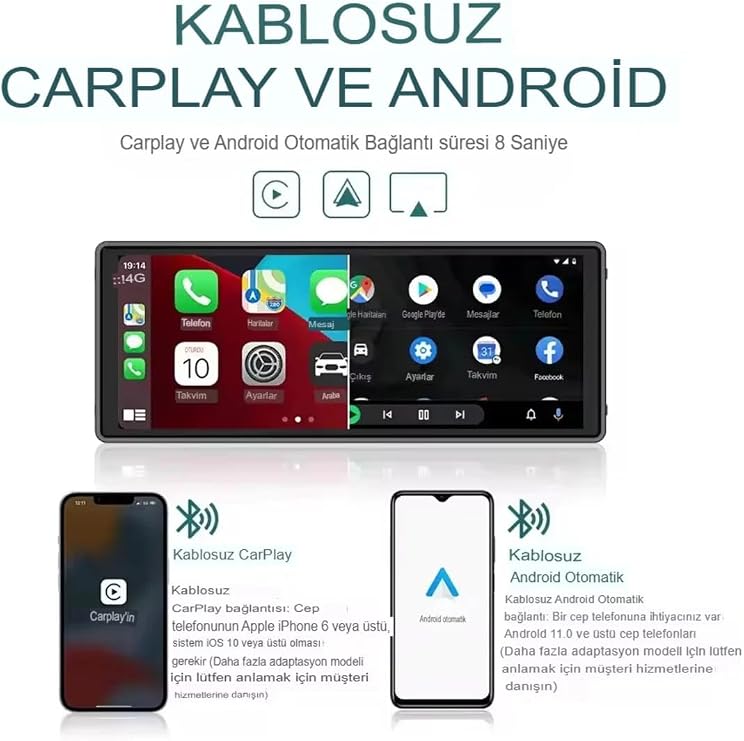 Carplay, Android Auto, Araç Içi Multimedya, Kablosuz,10.26 Inç, Çift Kamera, Wifi, Navigasyon