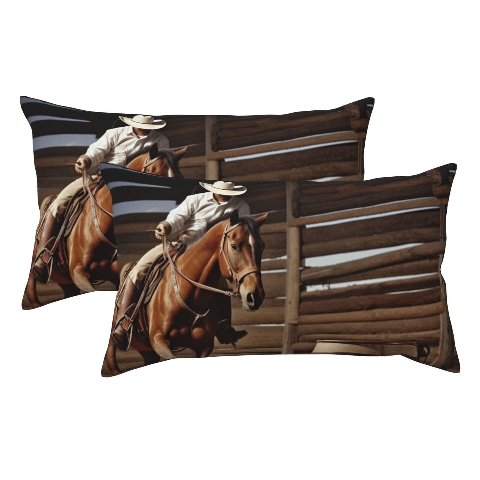 2 Pack King Size Pillow Cases for Hair and Skin Soft Breathable Pillow Case Covers with Hidden Zipper American West Rodeo Pillowcase 20x36 Inches Pillow Covers for Sleeping Gift