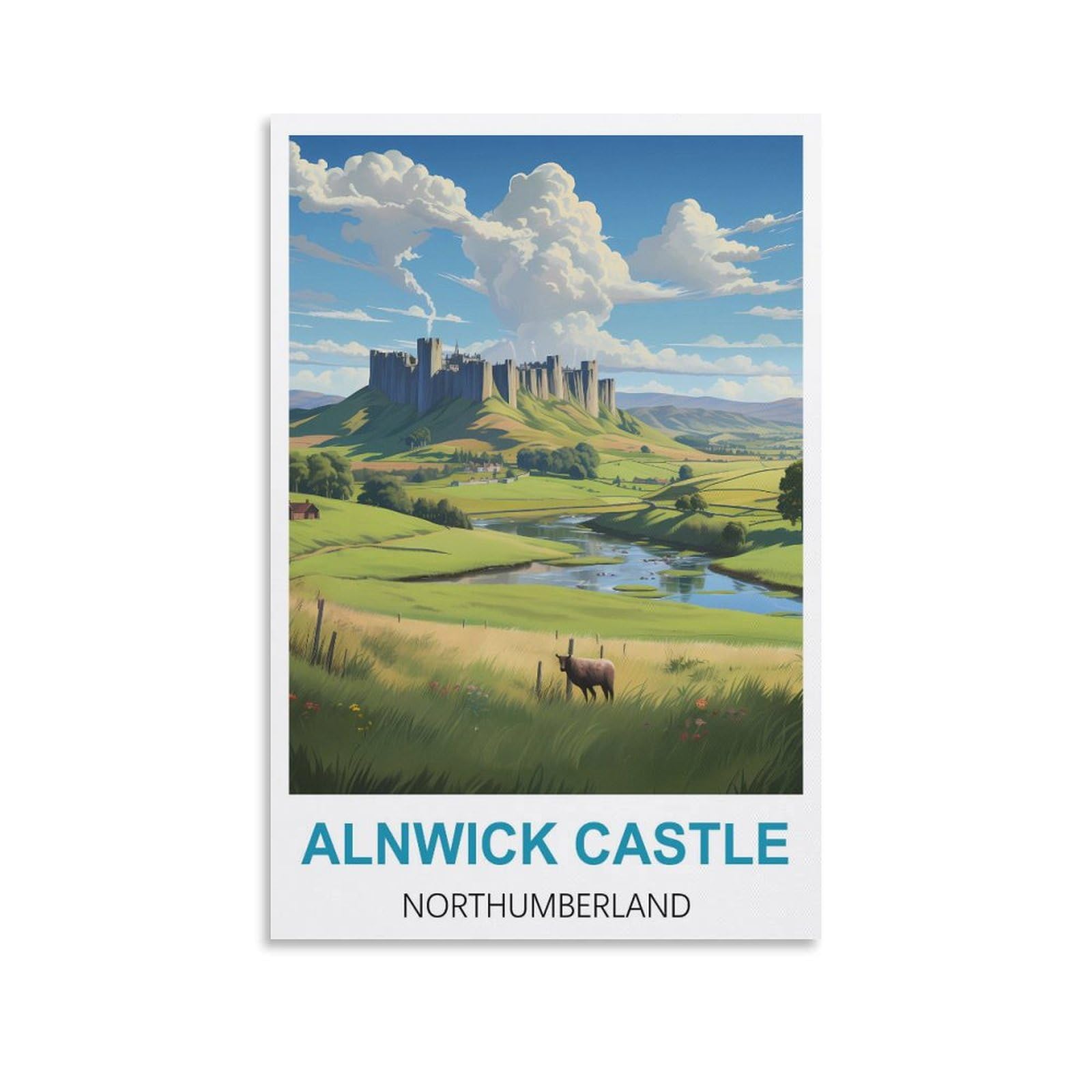 Metal Tin Sign,Alnwick Castle Northumberlands,Tin Sign Metal Retro Art Wall Poster for Home Club Garden Decor 30x30cm