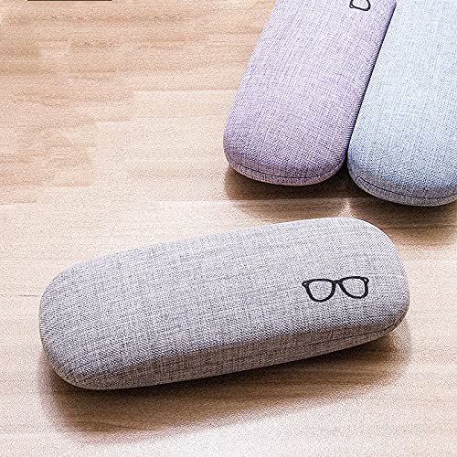 3Pack Hard Shell Eyeglasses Case Protector Linen Fabrics Large Glasses Case Concise #TOP4