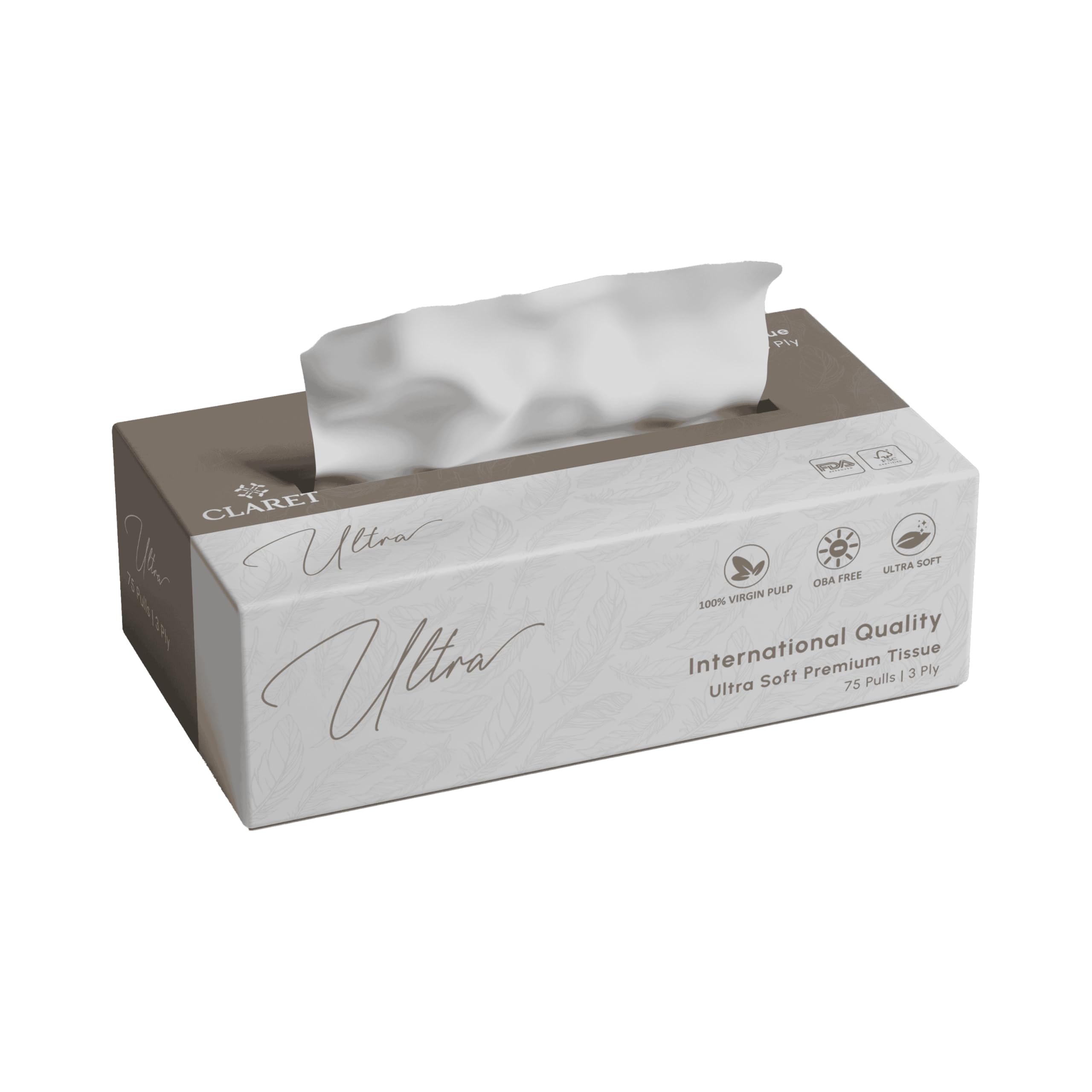 Claret Ultra Soft 3-Ply (18 x 20 cm) Facial Tissue | 75 Pulls | 100% Virgin Pulp | OBA Free (Pack Of 2)-image-45