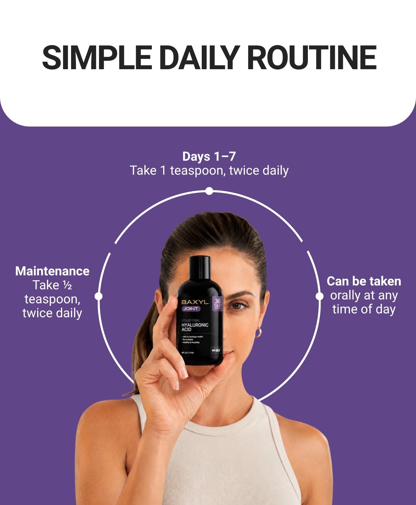 BAXYL Liquid Hyaluronic Acid Supplement for Joint Health - Patented MHB3 Formula for Bone, Skin,Eye Health & to Restore Cartilage - Vegan, Gluten-Free, Non-GMO for Comfort - 30-Day Supply — Amazon image 7