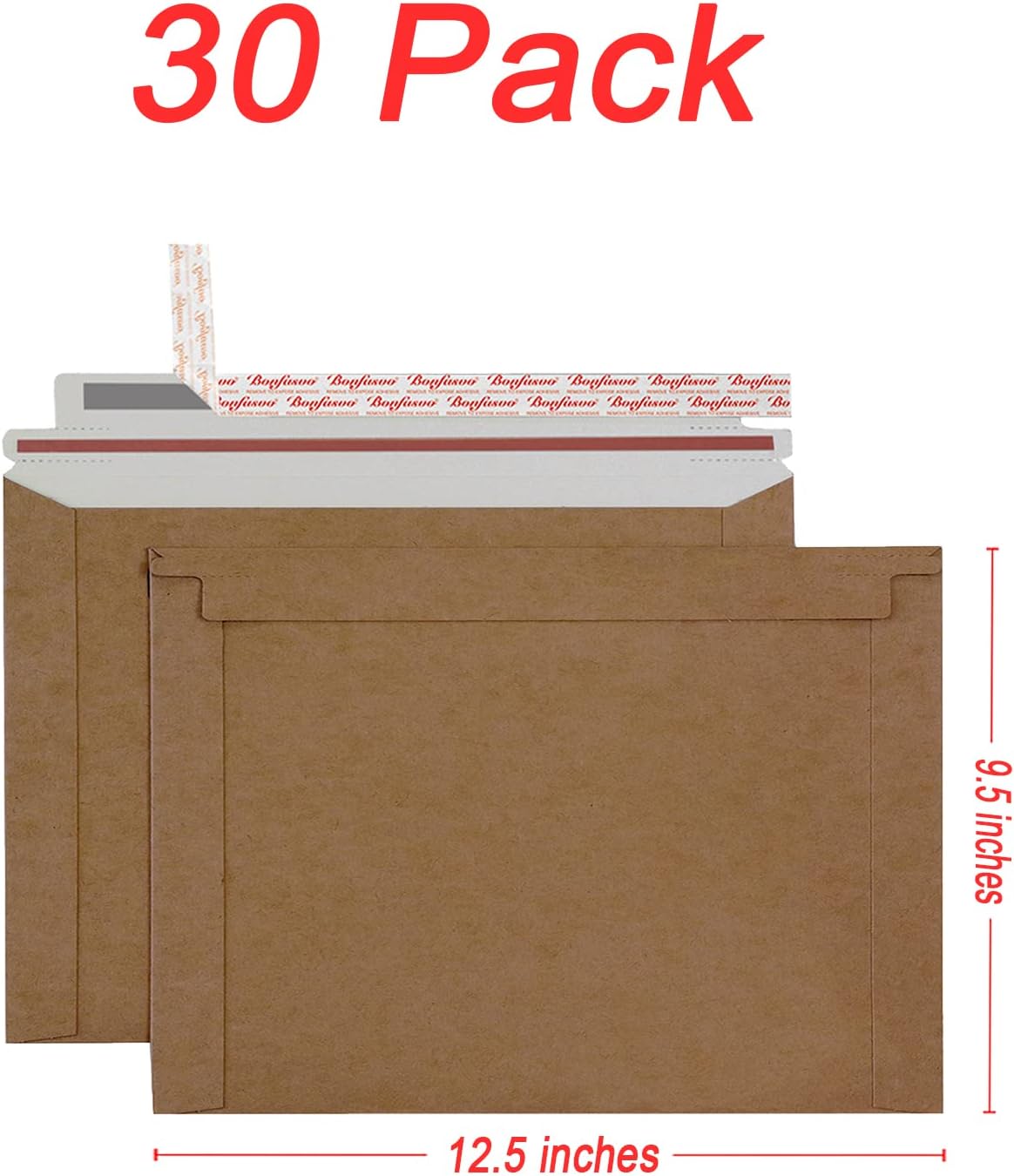 Rigid Mailers 30 Pack 9.5 x 12.5 inches Brown Self Seal Stay Flat Bulk Cardboard Kraft No Bend Mailers Peel and Seal for Document Photos Pictures Papers Files CD - Image 2