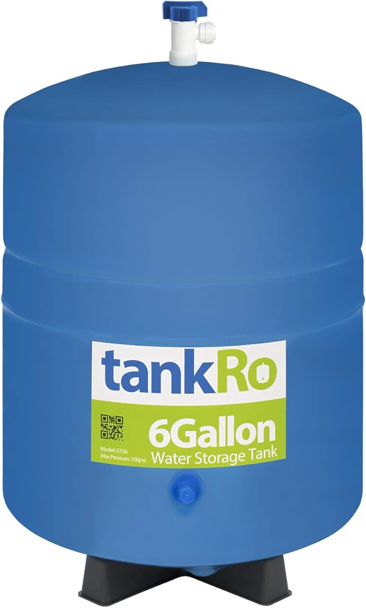 – RO Water Filtration System Expansion Tank – 6 Gallon Water Tank -– Compact Reverse Osmosis Water Storage Pressure Tank with Free 1/4" Tank Ball Valve