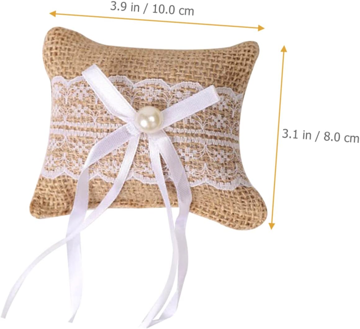 CHILDWEET Wedding Ring Pillow Set Pearl Ring Bearer Pillow Elegant Decorative Ring Pillow for Wedding Dec