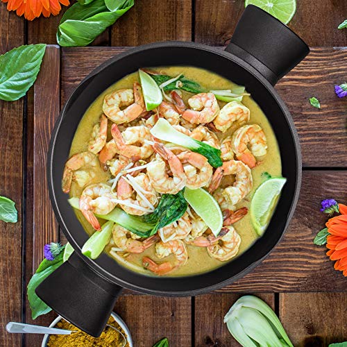 Stock Pot 5.5 Quart, Cooking Pot with Tempered Glass Lid with 2 Soup Filters,6mm Forged Cast Aluminum Soup Pot, 3-Layer No-stick Coating, Induction Compatible/Gift Box Included