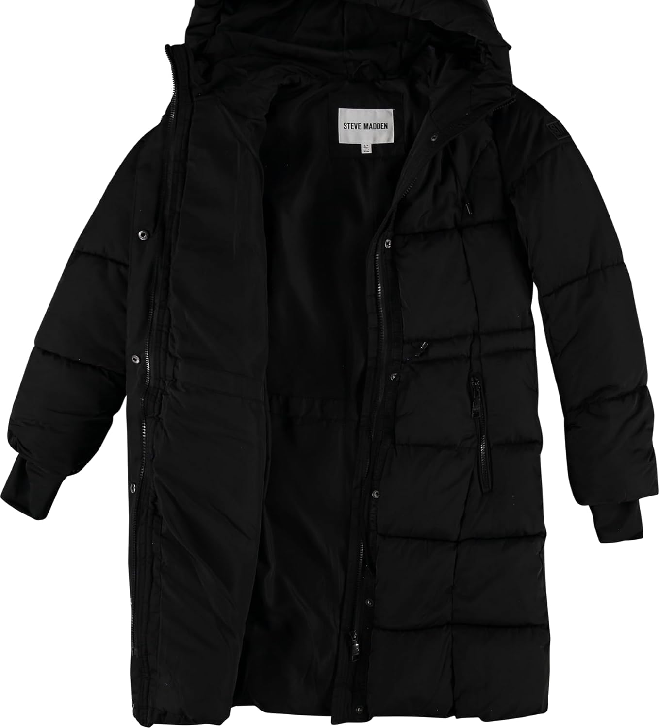 Steve Madden Womens Long Puffer Coat - Insulated Hooded Quilted Parka Puffer Jacket - Warm Winter Jacket for Women - Image 4