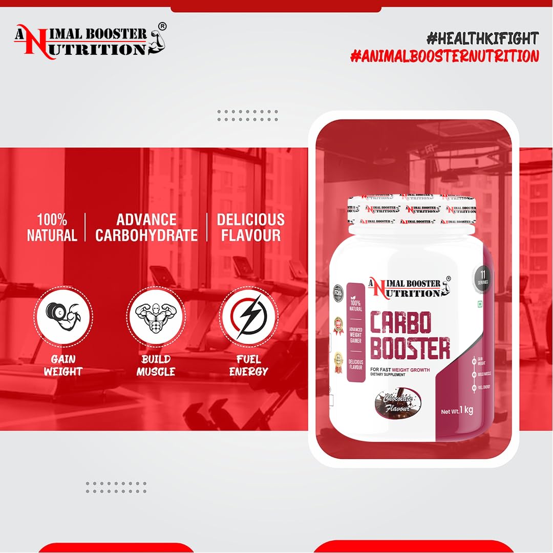 Animal Booster Nutrition Carbo Booster| 85gm of Carbohydrate in 90gm of serving| For Gain Weight, Build Muscle & Fuel Energy | 1Kg Chocolate Flavour — Amazon image 5