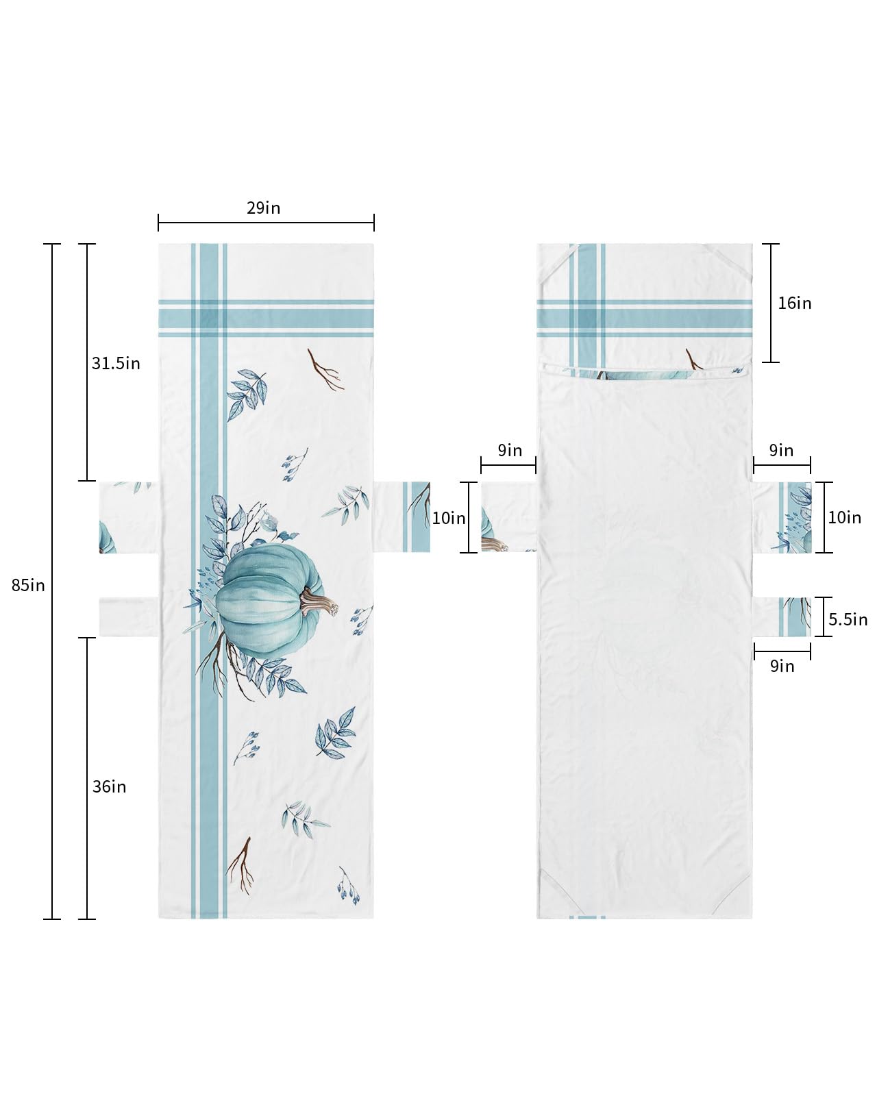 Blue Pumpkins Fall Beach Lounge Chair Towel Cover, Soft Chaise Lounge Towel with Side Pockets Patio Pool Chairs Cover for Beach/Pool Sunbathing 29x85 Thanksgiving Maple Leaf Blue Striped