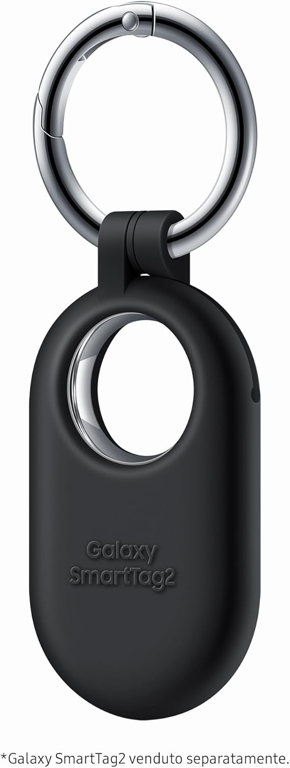 SAMSUNG Galaxy SmartTag2 Silicone Case, GPS Tracker Holder, Tracking Device Protective Cover with Key Ring, Soft Touch, International Version - (Black)