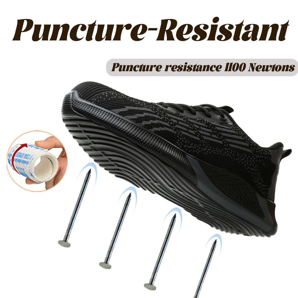 Scarpe Antinfortunistiche Scarpe da Lavoro Uomo Donna Scarpe Protettive Traspiranti Antiscivolo con Puntale in Acciaio per Unisex 36-46