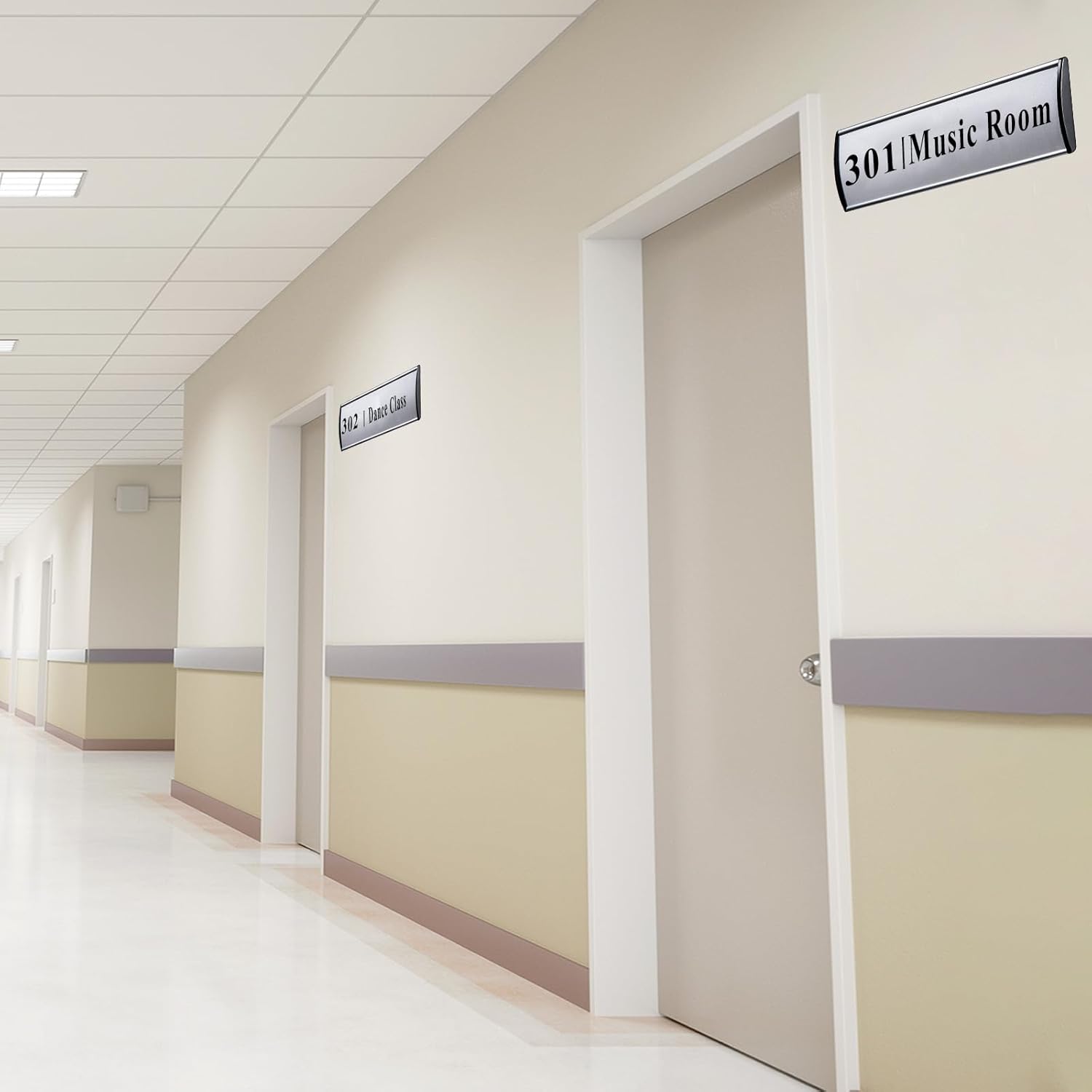 Set of 5 - Nameplate Holder for Wall Mount, 2.36'' x 8'' Curved Office Business Door Sign Holder-Silver - Image 5