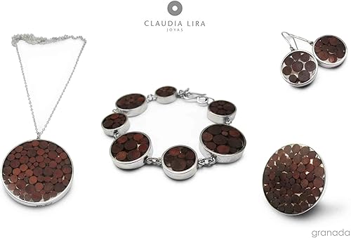 Miniatura 7 de Wood Statement Circle Earrings, Boho Style Dangle Drop Sterling Silver 925, Wood and Resin Interior, Polished finish, Handmade in Peru by Claudia