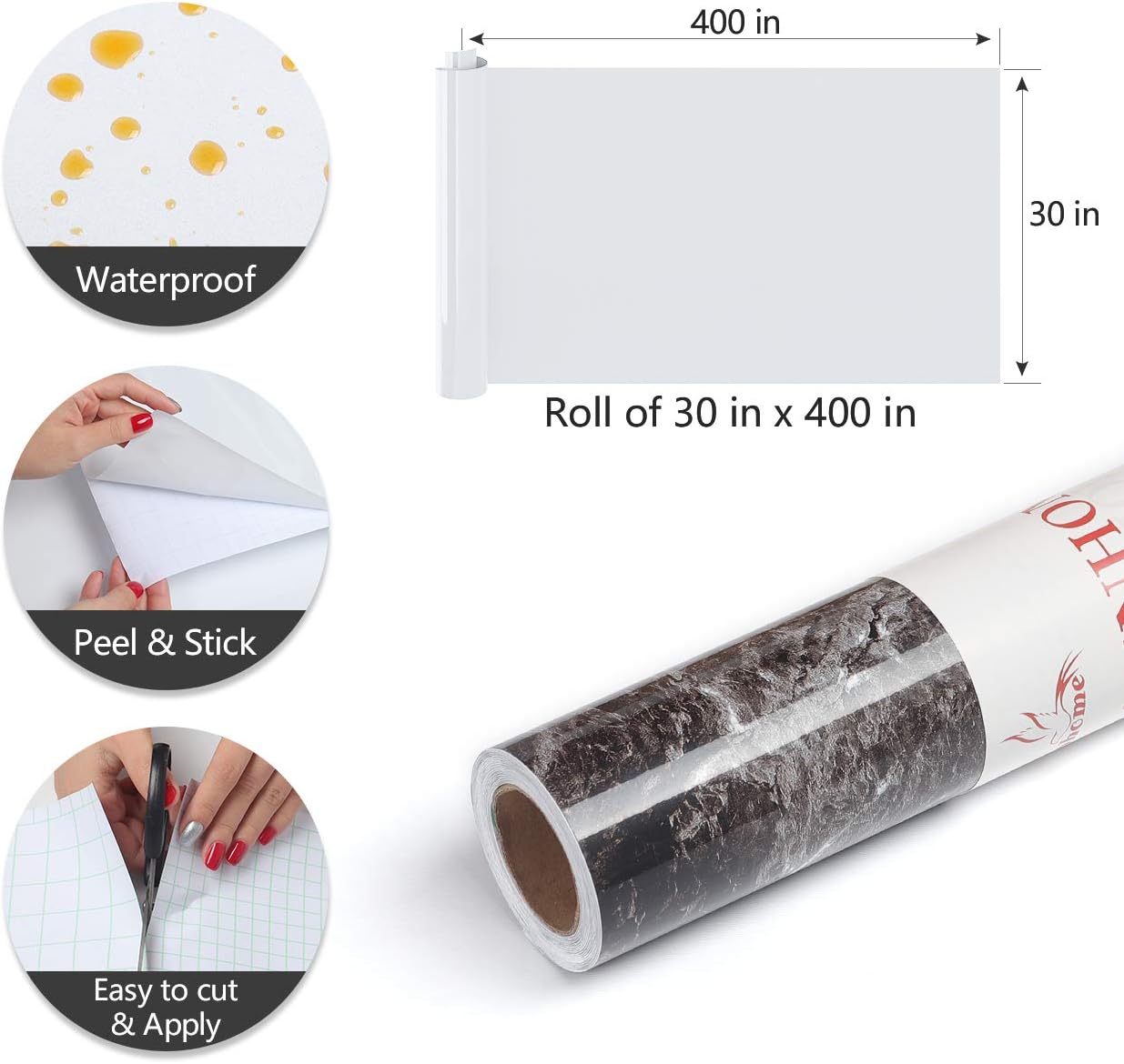 Yenhome Marble Contact Paper for Table Desk Kitchen Counter Top 393x30 inch Waterproof Marble Wallpaper Peel and Stick Vinyl Countertop Granite Contact Paper Removable Wallpaper Self Adhesive Paper