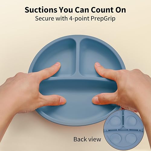 Miniatura 3 de Platos de bebé con ventosa, paquete de 3 placas de succión de silicona para bebés para niños pequeños, platos de destete para bandeja de silla alta