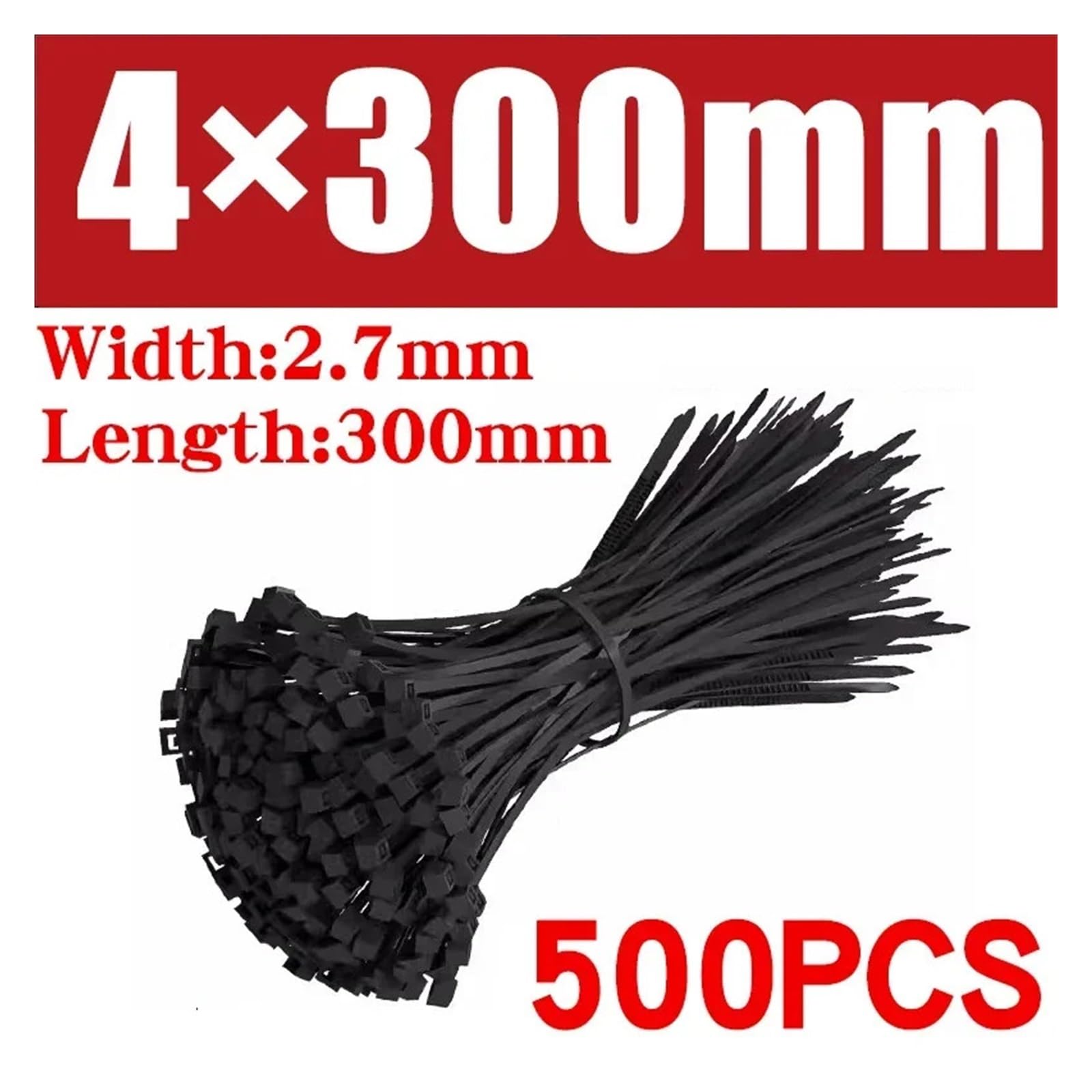 500/1000 pezzi fascette stringicavo in plastica e nylon fascette autobloccanti fascette stringicavo - Facile Installazione(2.7x300mm (500pcs))