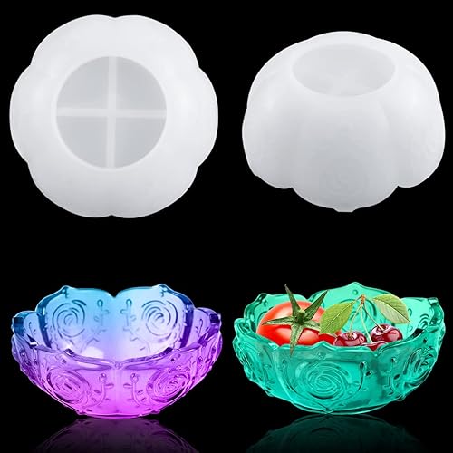 iSuperb Moldes de resina para cuenco de loto, bandeja de flores, molde de silicona, molde de fundición epoxi irregular para plato de fruta, plato de