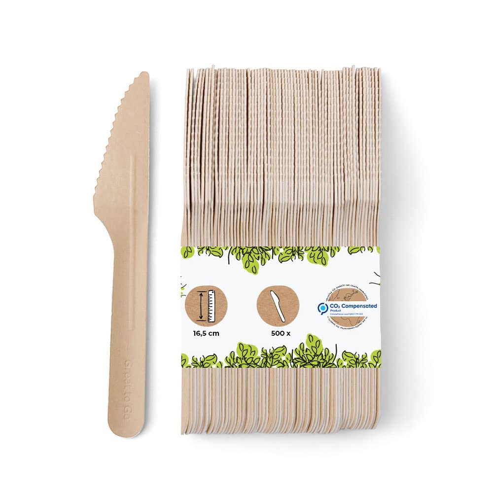 BIOZOYG Coltelli di carta da 16,5 cm marroni I Coltell 500 pezzii di carta per catering e feste resistenti ecologici e senza plastica I Posate per merenda compostabili