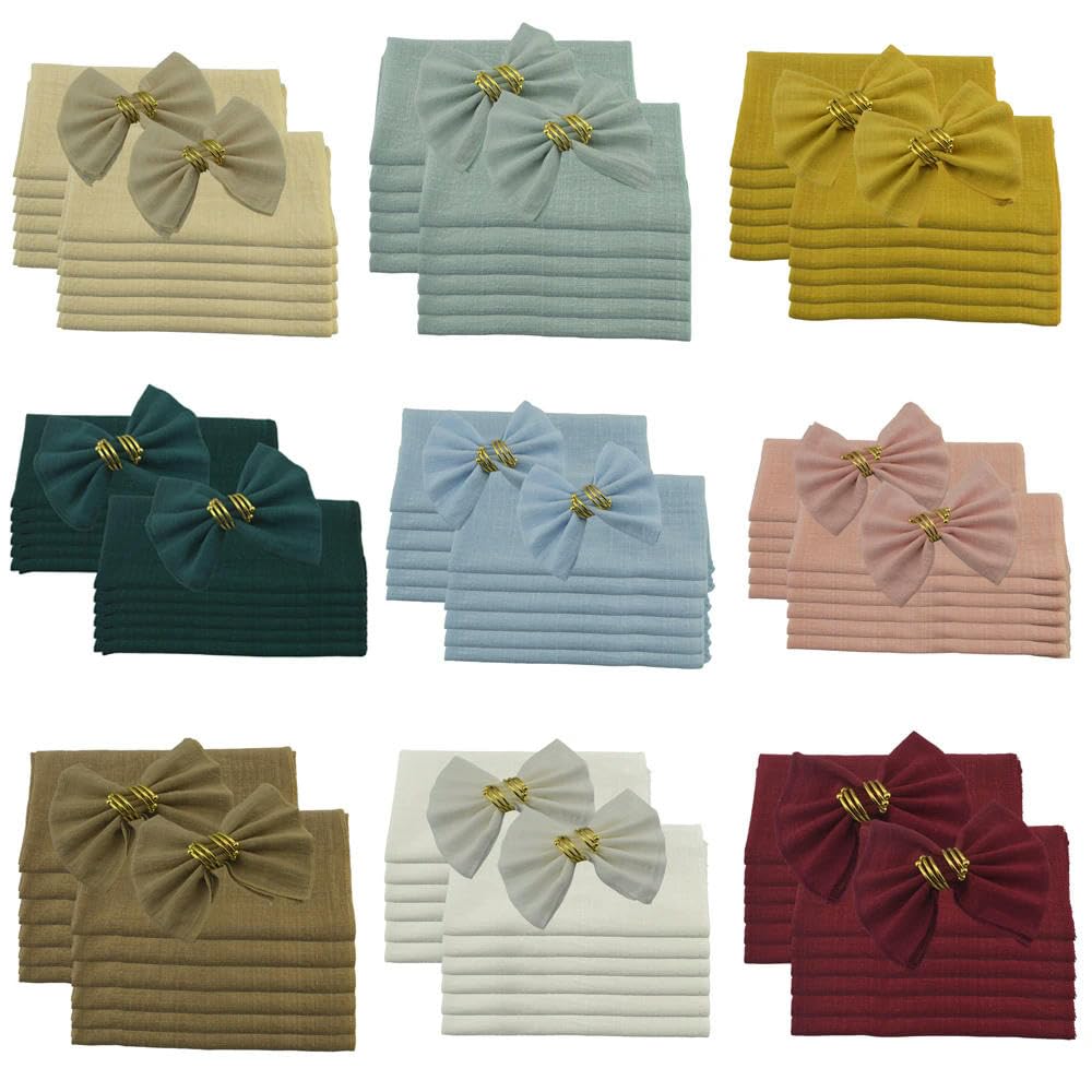 Weiche Gaze-Baumwoll-Tücher, Packung mit 24 Servietten aus 99% Baumwolle, 30 x 30 cm, Mehrfarbig(Beige)
