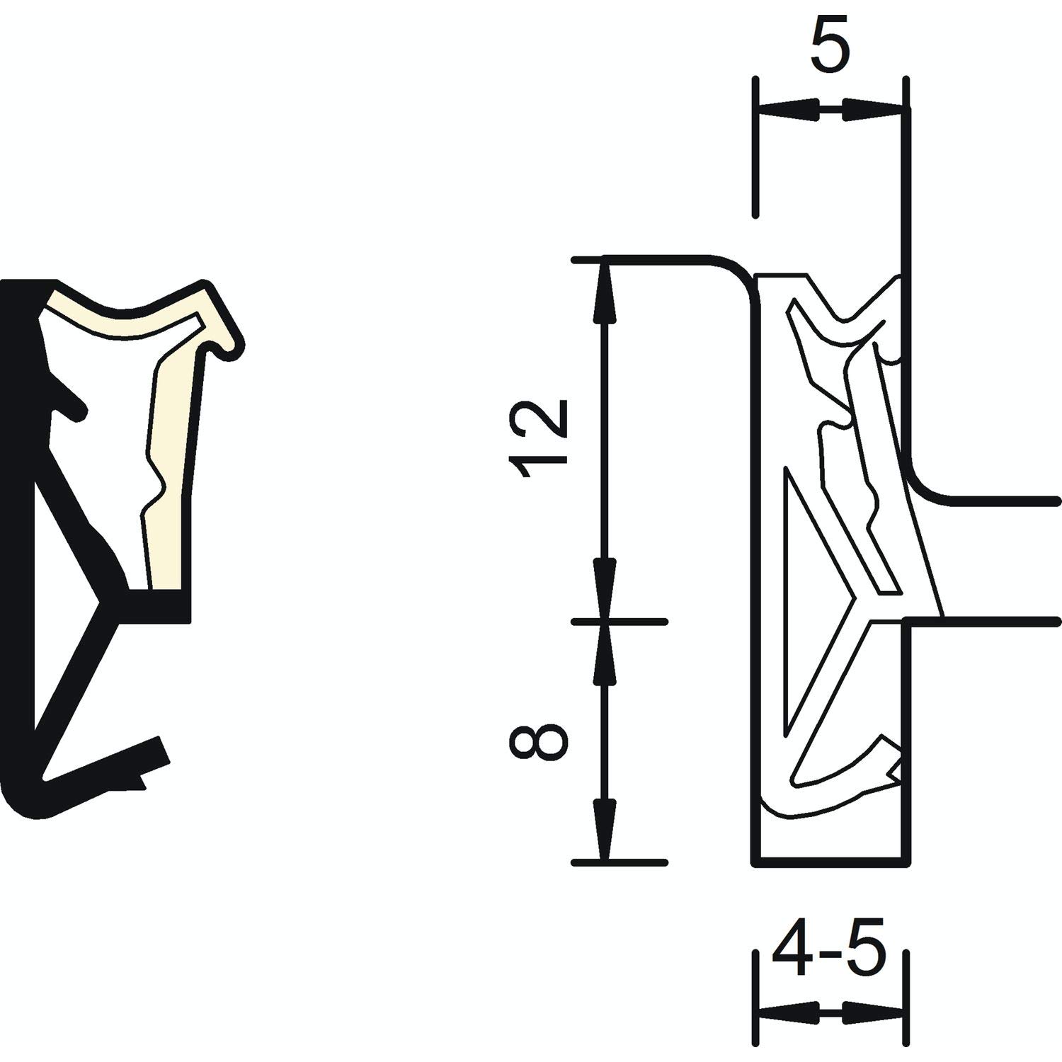 Flügelfalzdichtung SP 125, Kunststoff Schwarz