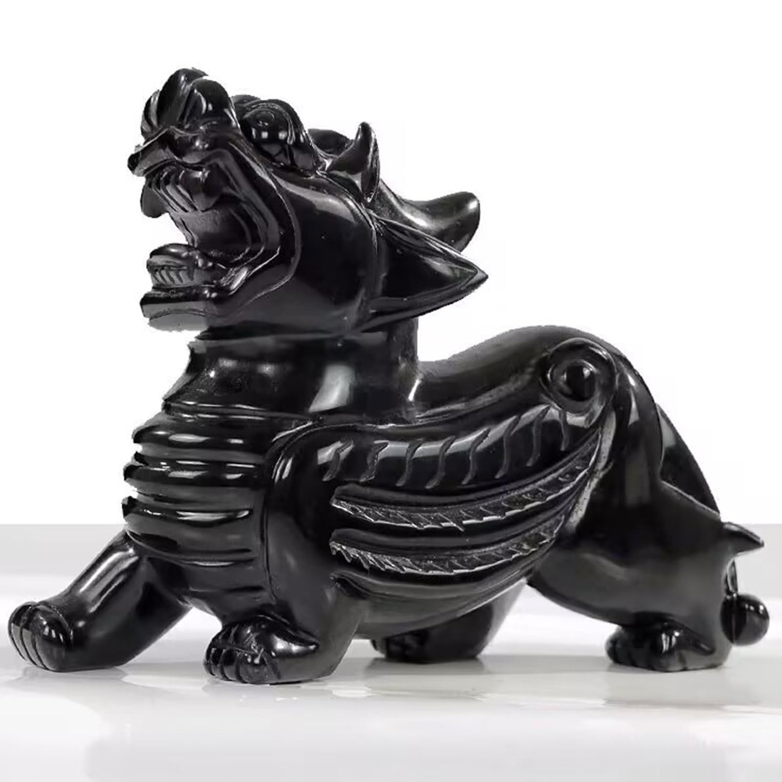 2 Piezas de Adornos Decorativos de obsidiana Negra Pi Xiu/Pi Yao,