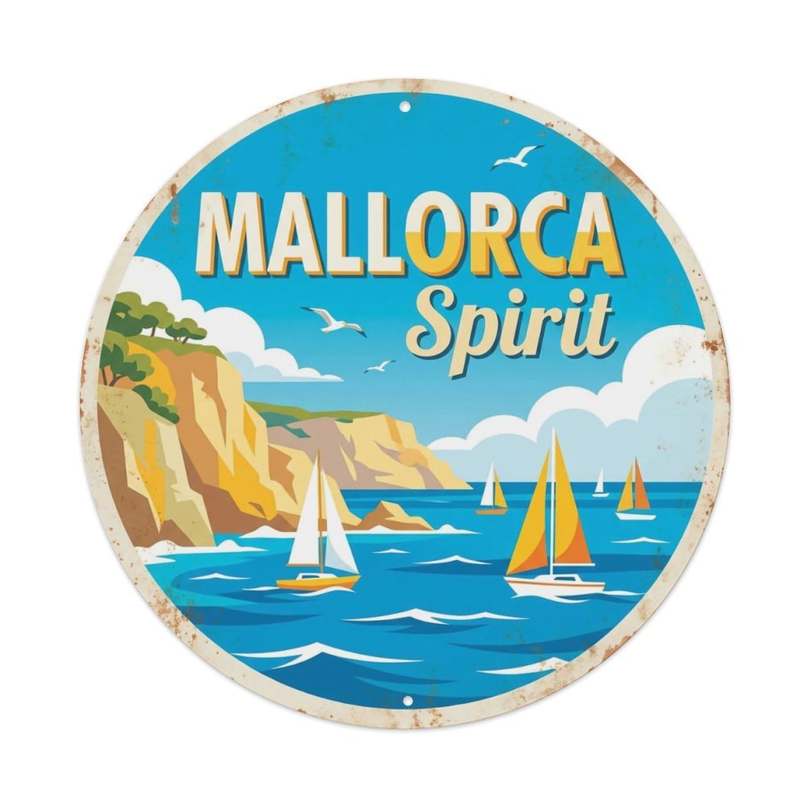 Vintage Travel Mallorca Spain Essence Metal Tin Sign