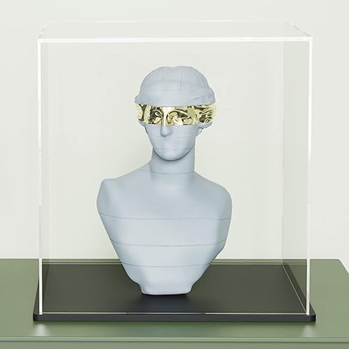 Miniatura 26 de vitrina acrílica, cajas de acrílico de cubo de 11 x 11 x 11 pulgadas para exhibición, vitrinas transparentes con base negra mate y tapa