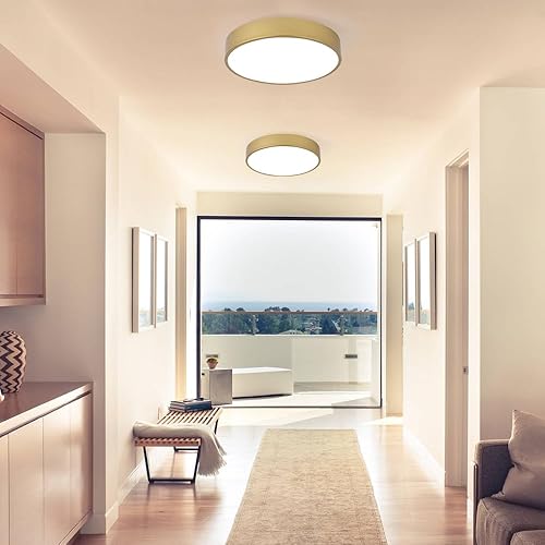 Miniatura 8 de Lámpara de techo moderna de montaje empotrado dorado, 3 luces, lámpara de techo redonda, lámpara de techo minimalista, lámpara de iluminación