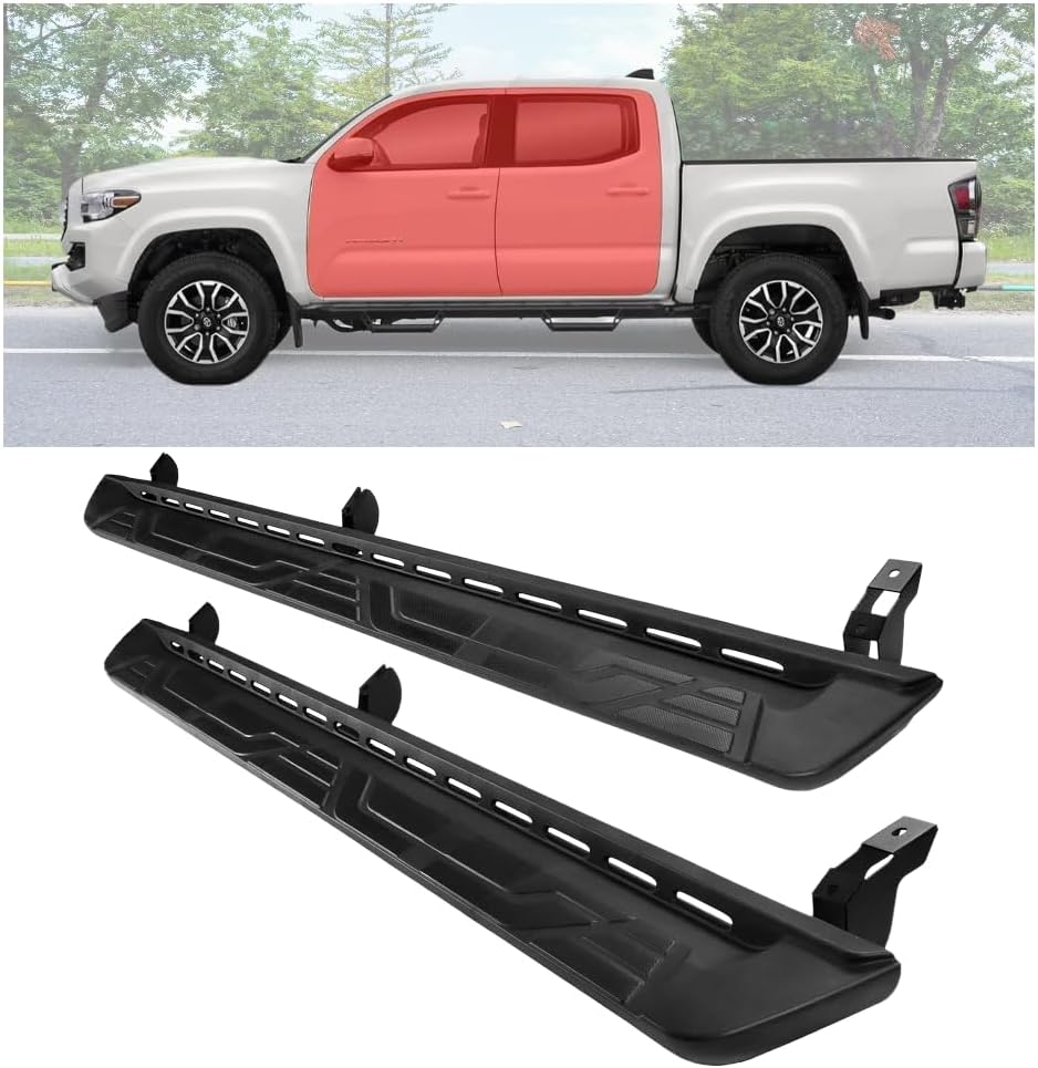 7" Running Boards for 2005-2023 Toyota Tacoma Double Cab Crew Cab 4-Door 2nd 3rd Gen Side Steps Nerf Bars 600Lbs Heavy Duty Manganese Steel + ABS Black