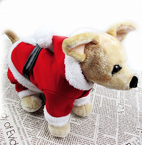Pet Dog Puppy Kitten Christmas Clothes Santa Claus Costume Fancy Dress Fleece Cold Weather Winter Hooded Sweater Outfit Coat Jacket Apparel For Small Dogs Cats #TOP4