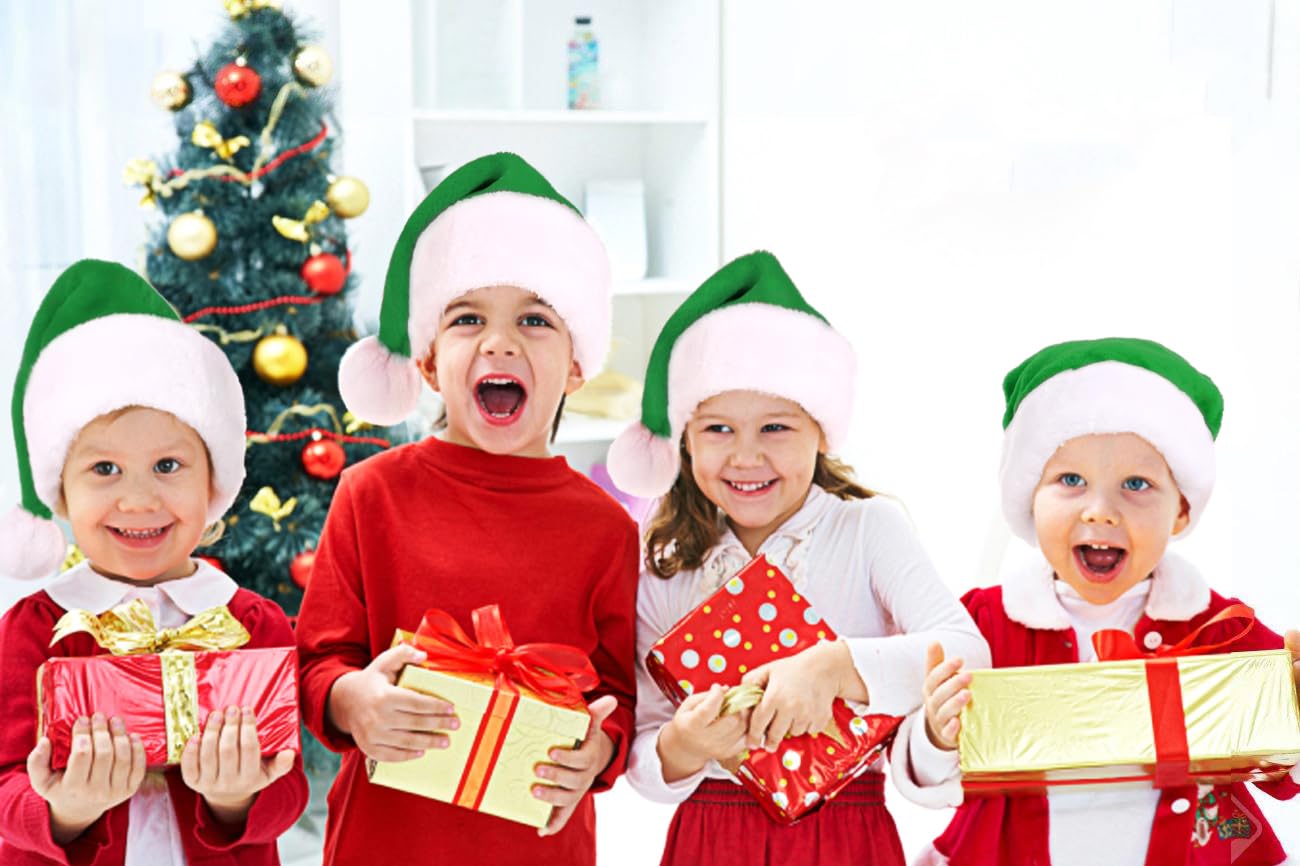 KONVINIT Berretto di Natale Grinch per Adulti Rosso e Verde - Doppio Strato con Bordo e Pompon Verdi - Cappello Grinch Morbido e Confortevole