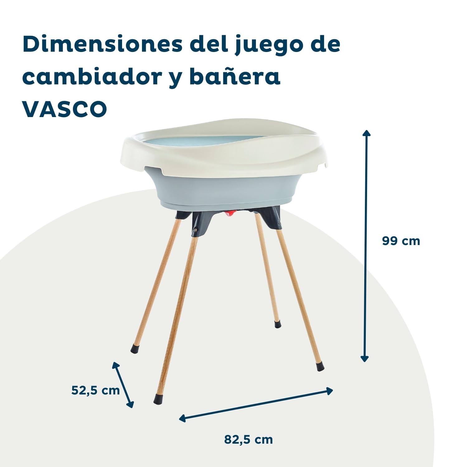 Thermobaby - Pack de Cambiador y Bañera VASCO - 2 en 1 - Cambiador - Bañera para bebé con patas plegables - Desde el nacimiento hasta los 12 meses (máx. 11 kg) - Fabricado en Francia