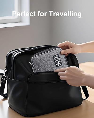 Vista 30 de Luxtude Organizador de cables de viaje, bolsa organizadora de cables, organizador de electrónica portátil, artículos esenciales de viaje para Negro