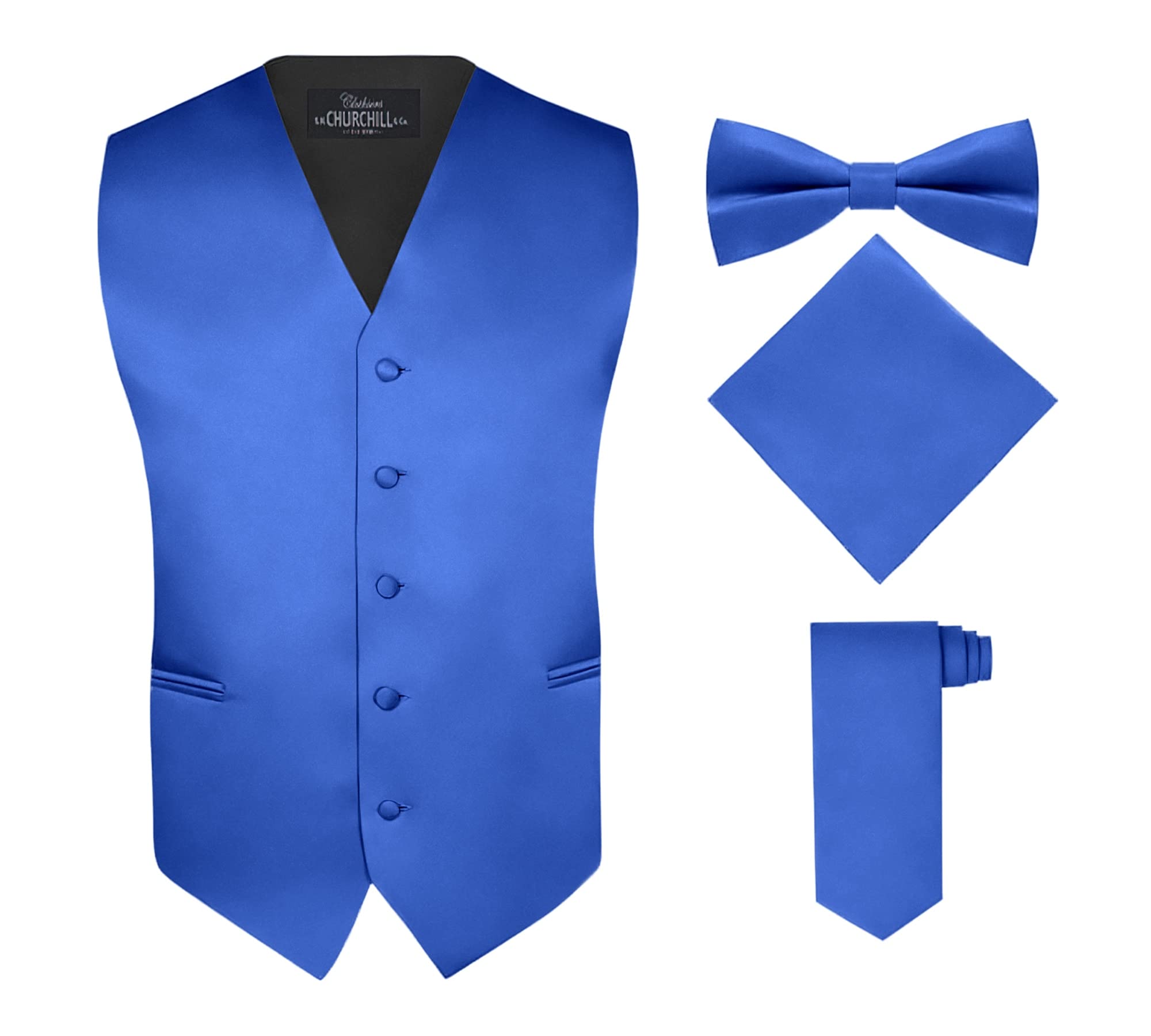 S.H. Churchill &amp; Co. Men's 4 Piece Vest Set, with Bow Tie, Neck Tie &amp; Pocket Hankie