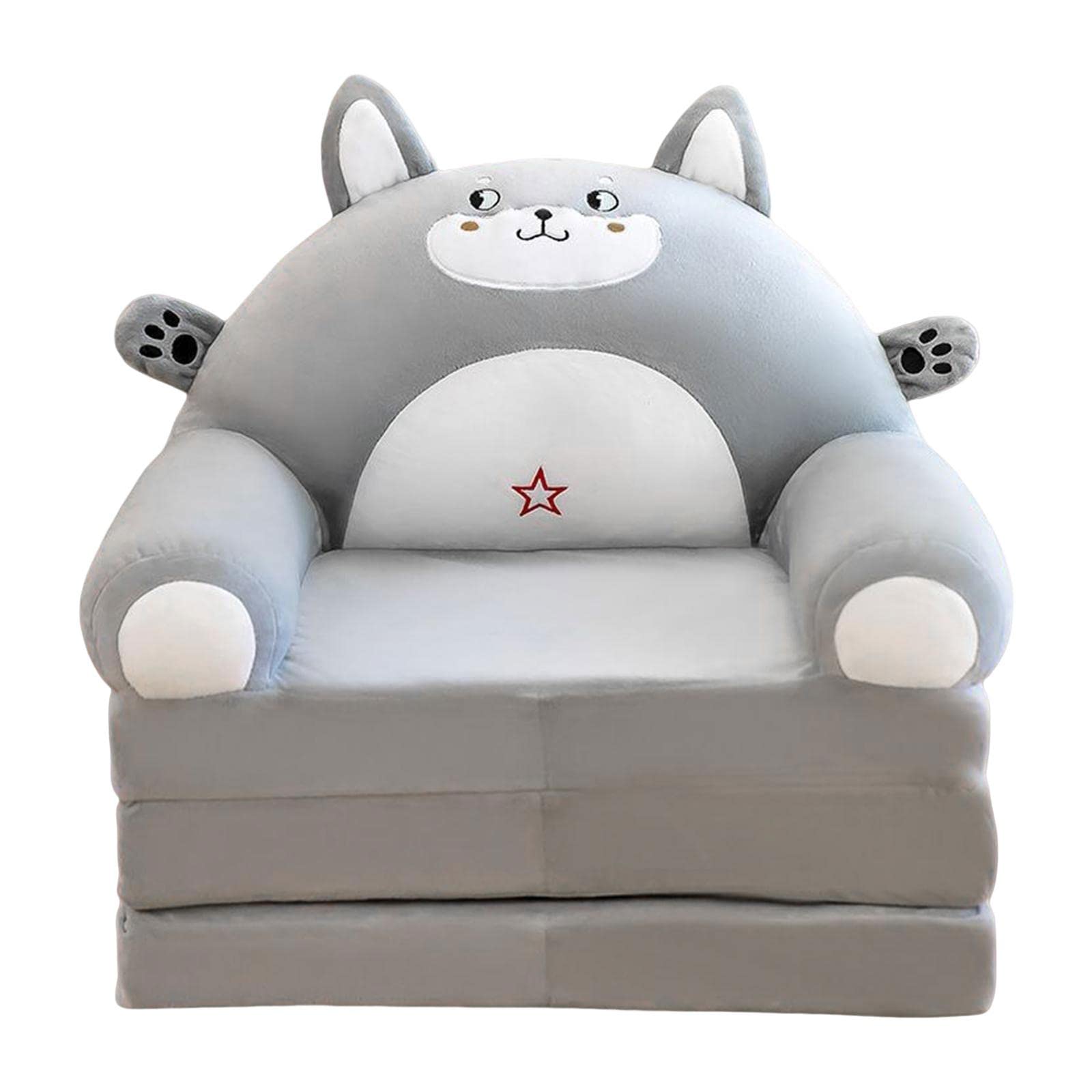 Kids Foldable Sofa Chair Three Floors Foldable Kids Sofa Armchair for Home Grey Home & Garden | Furniture | Slipcovers-image-5