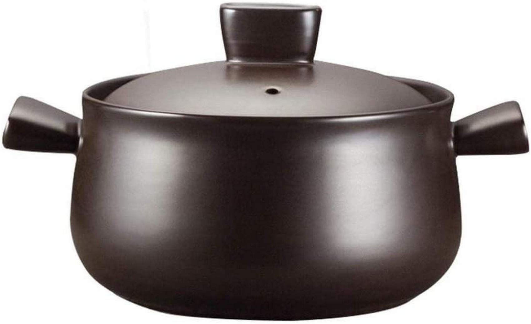 METTEOR Clay Casserole Pot Terracotta Stew Ceramic - High Temperature Resistance Uniform Heating And Taste Retention-capacity 3500ml_zwart (Black capacity 2500ml)
