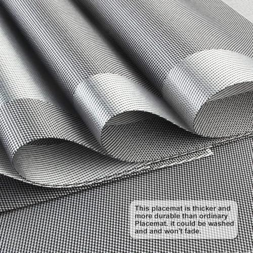 Image of Anugrah Dining Mats Table Mats PVC Placemats Heat-Resistant Placemat for Dining Tea Table Woven Vinyl Stain Resistant Table Mats Easy to Clean - 45x30 cm (Gray, 2)