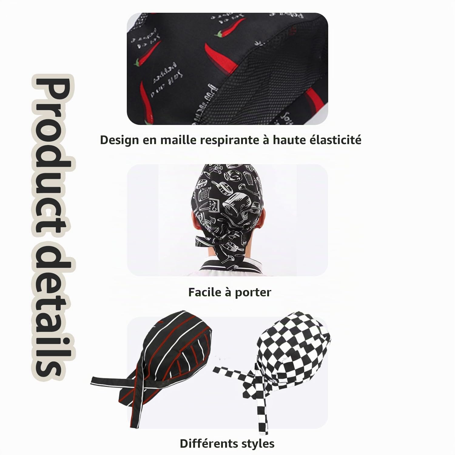 8 Pièces Bonnet De Cuisine En Coton, Homme Femme Chapeau De Chef, Toque De Cuisinier, Chapeau Bandana Unisexe Toque, Toque De Cuisinier Ajustable Pour Cuisine Hôtel Restaurant Barbecue