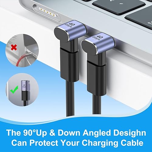 Miniatura 6 de Adaptador de ángulo USB C de 40 Gbps paquete de 2 Adaptador USB C tipo C de 90 grados en ángulo USB-C macho a hembra, extensión de ángulo recto USB