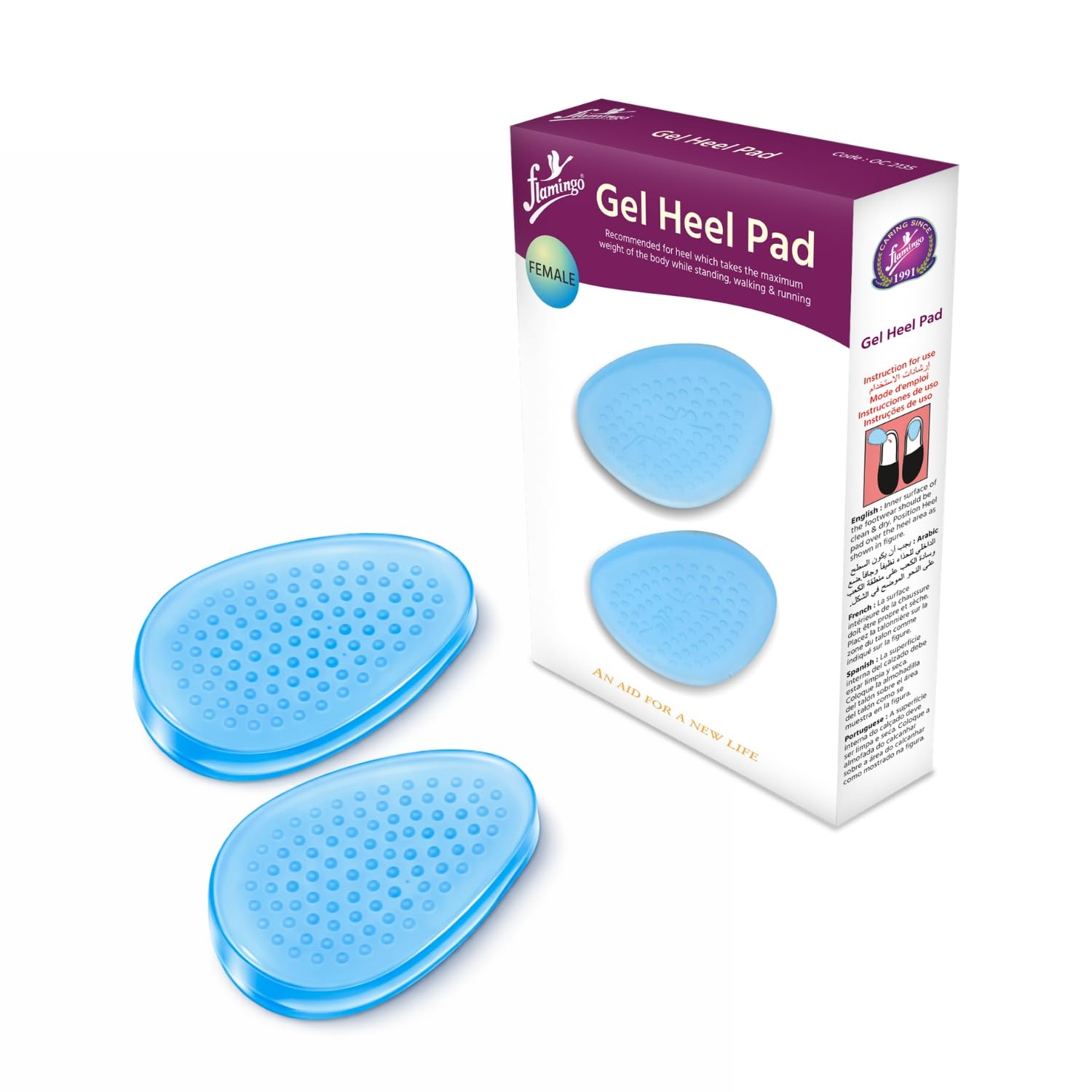 Flamingo Gel Heel Pads for Female | Silicone Gel Cushions for Heel Pain, Bone Spur, Achilles Pain & Shock Absorbing Support-image-31