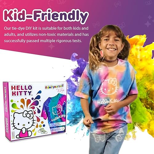 Miniatura 4 de INNOVACTION TOYS Hello Kitty - Juego de teñido anudado - El juego incluye con una camiseta, 3 pinturas de colores, forro, guantes y bandas