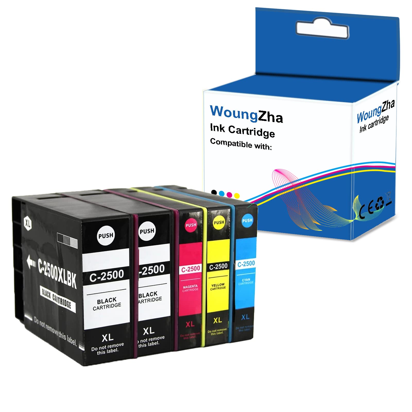 Supply Guy 5 Cartuchos De Tinta Con Viruta Compatible Con Canon PGI-2500XL Cian Para Canon Maxify IB4000 IB4050 IB4100 IB4150 MB5000 MB5050 MB5100 MB5150 MB5155 MB5300 MB5350 MB5400 MB5450 MB5455