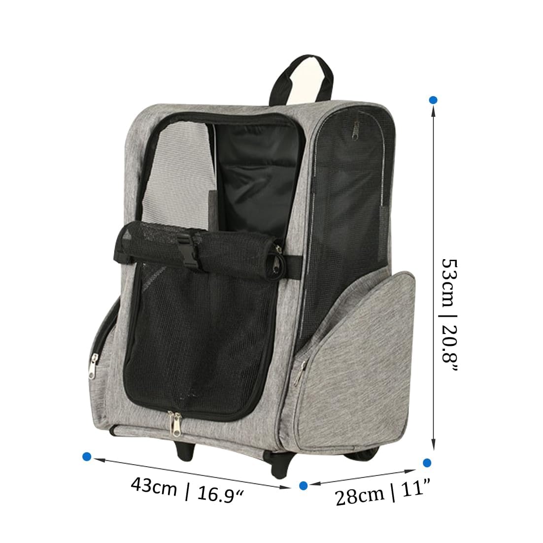 Bolsa de viaje portátil y transpirable para mascotas, diseño ligero de doble hombro para un fácil viaje con tu querida compañera (azul)