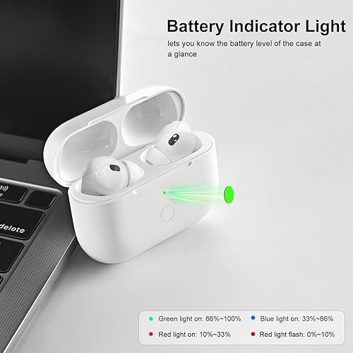Miniatura 5 de Funda de carga inalámbrica compatible con AirPod Pro de 1 y 2 generación con carga USB-C, repuesto de funda de cargador Air Pod Pro 2 1 con botón de