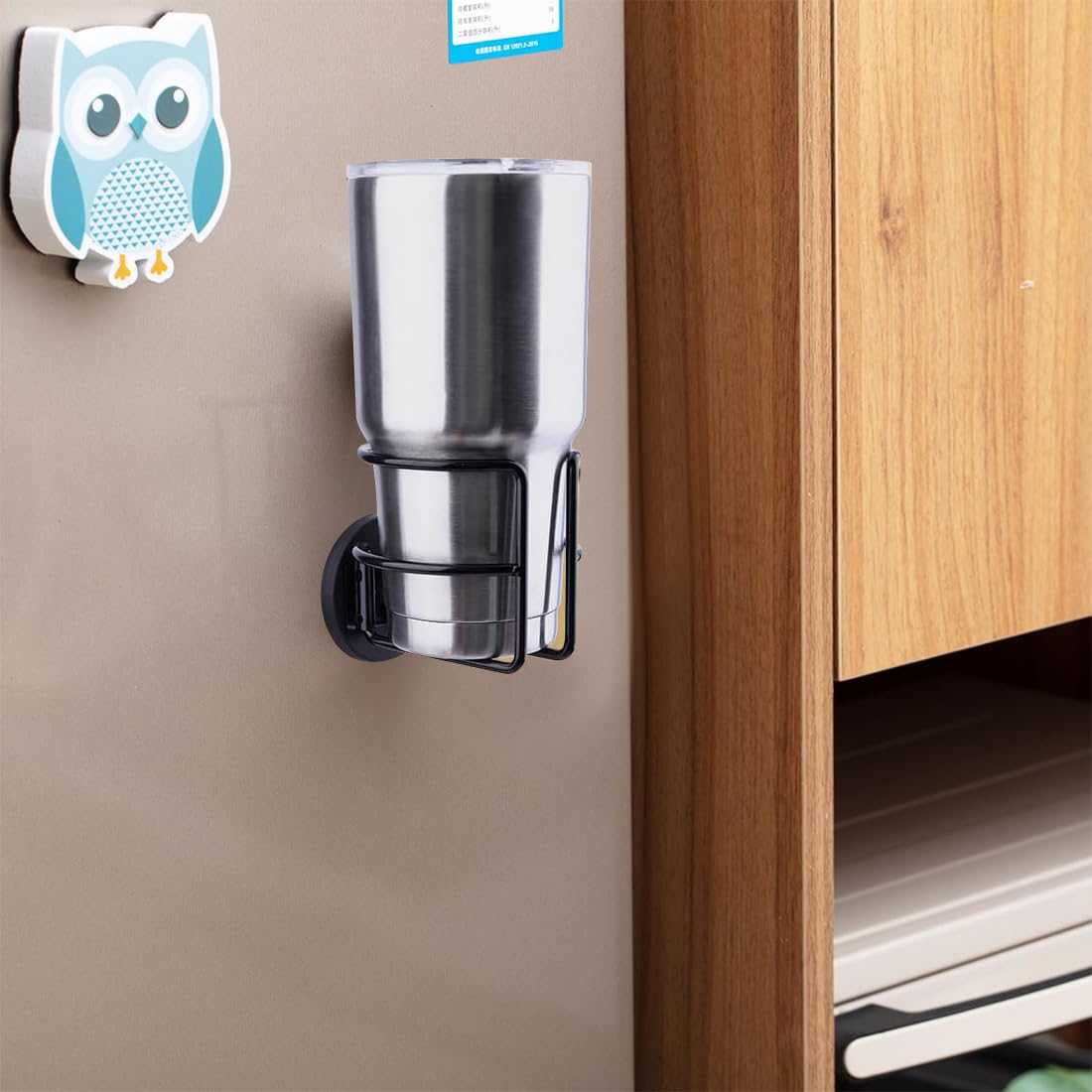 Portavasos magnético de acero inoxidable SUS 304, soporte magnético para bebidas para refrigerador, coche, autobús escolar, tractor, cortacésped, negro, 1 paquete 4