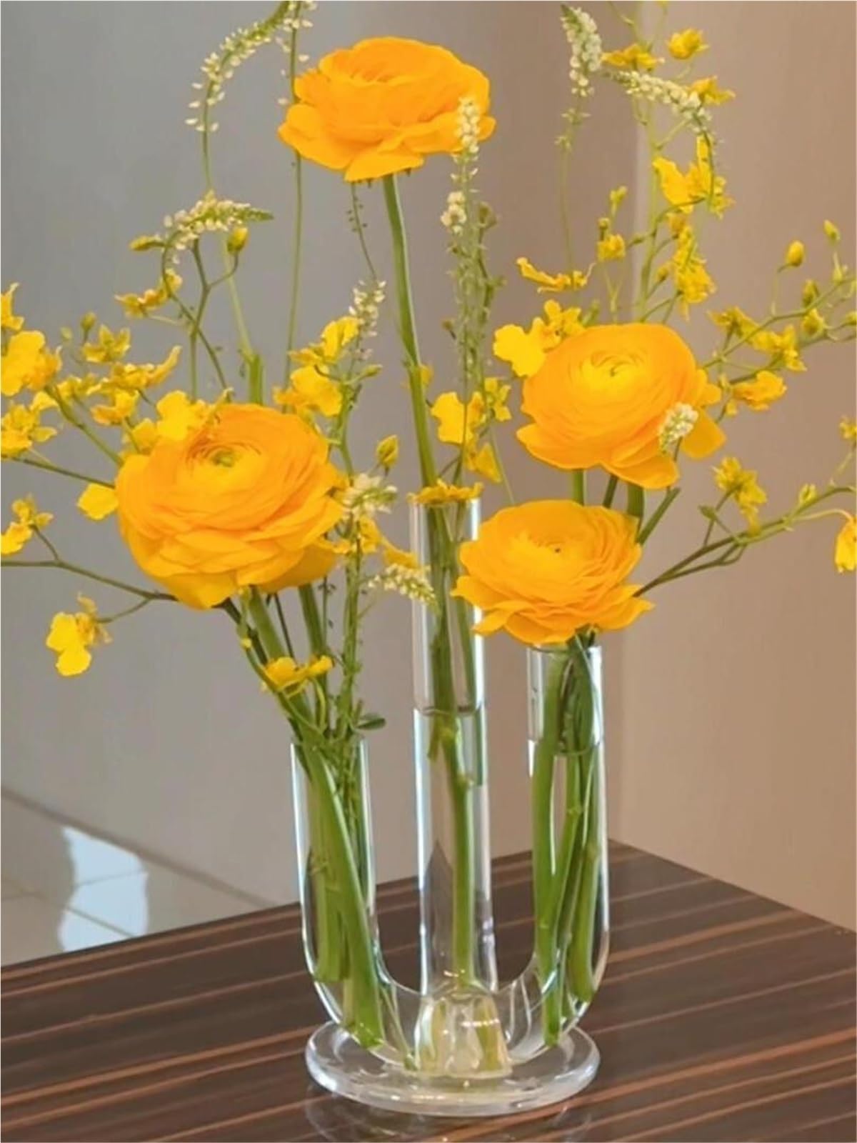 Vase Hydroponique Verre Vase à Fleurs en Verre Artistique, Tuyau courbé, récipient de hydroponique Petit diamètre, Accessoires décoration Simples for Salon(4-Section Elbow Vase)