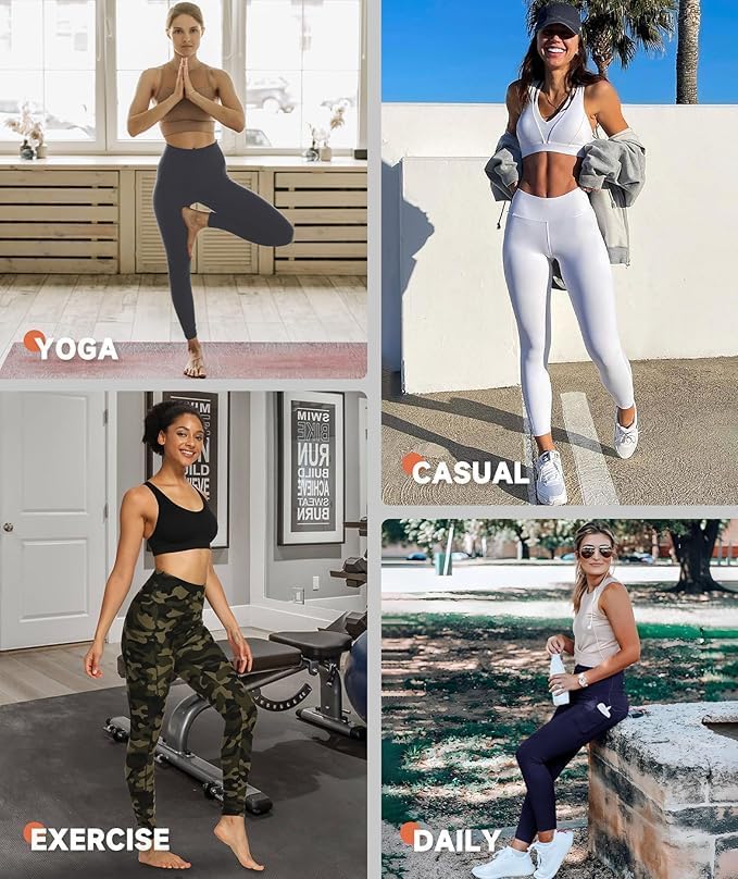GAYHAY Leggings with Pockets for Women - High Waisted Tummy Control Workout Yoga Pants for Gym Running - Image 6