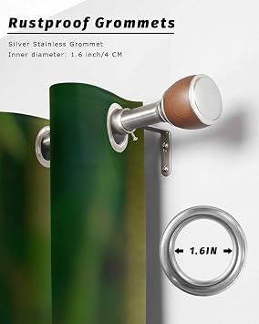 Outdoor Curtains for Patio, Zen Stones Water Flowing Waterproof Blackout Outside Curtain for Porch/Pergola/Gazebo, Floral Green Forest Thermal Insulated Drapes for Cabana, 1 Panel, 54 x 108 Inch
