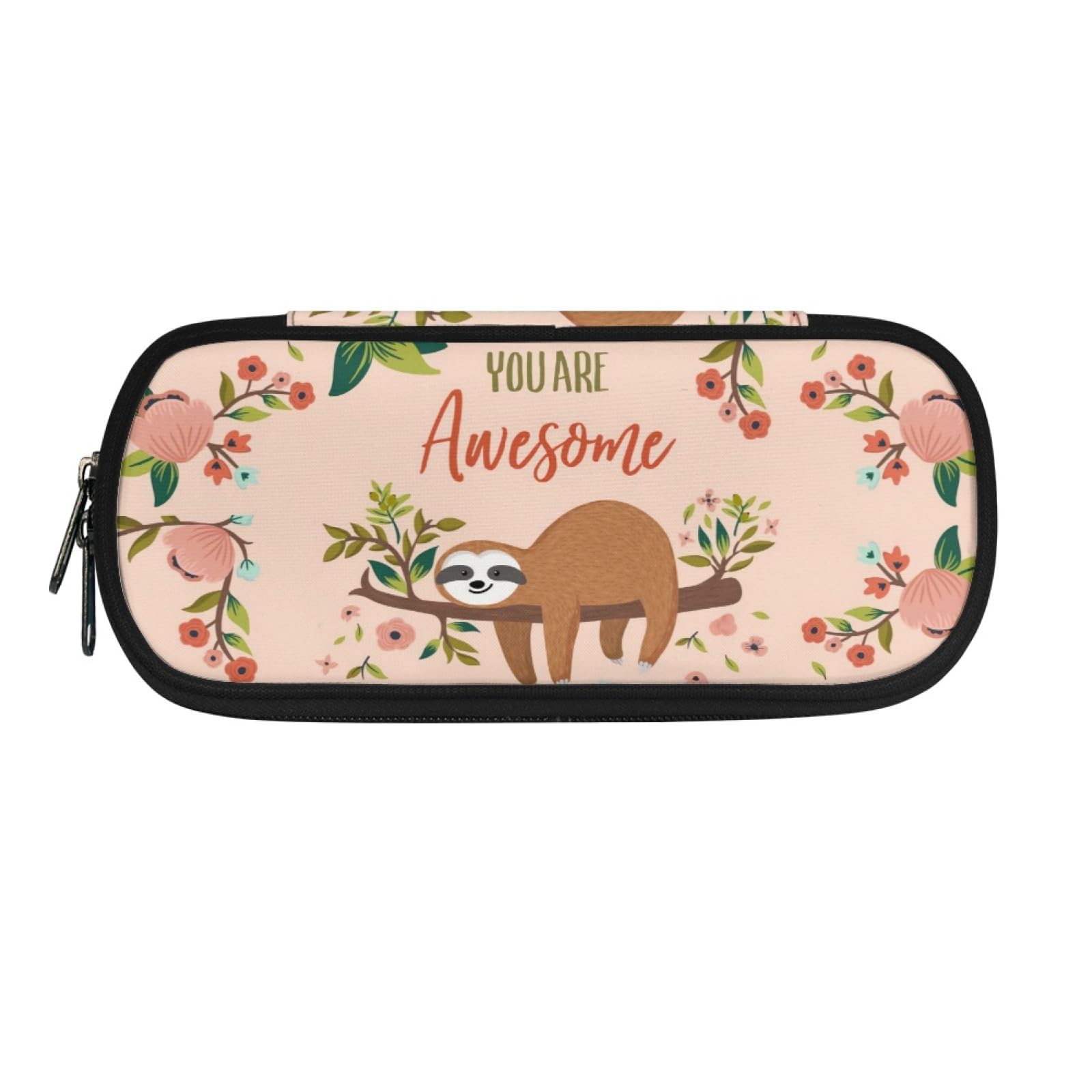TOADDMOS Cute Sloth Print Pencil Bag for Boys Girls Pen Pouch Stationery Oraganizer with Pen Slot Desk Storage (You are Awesome) — image 1