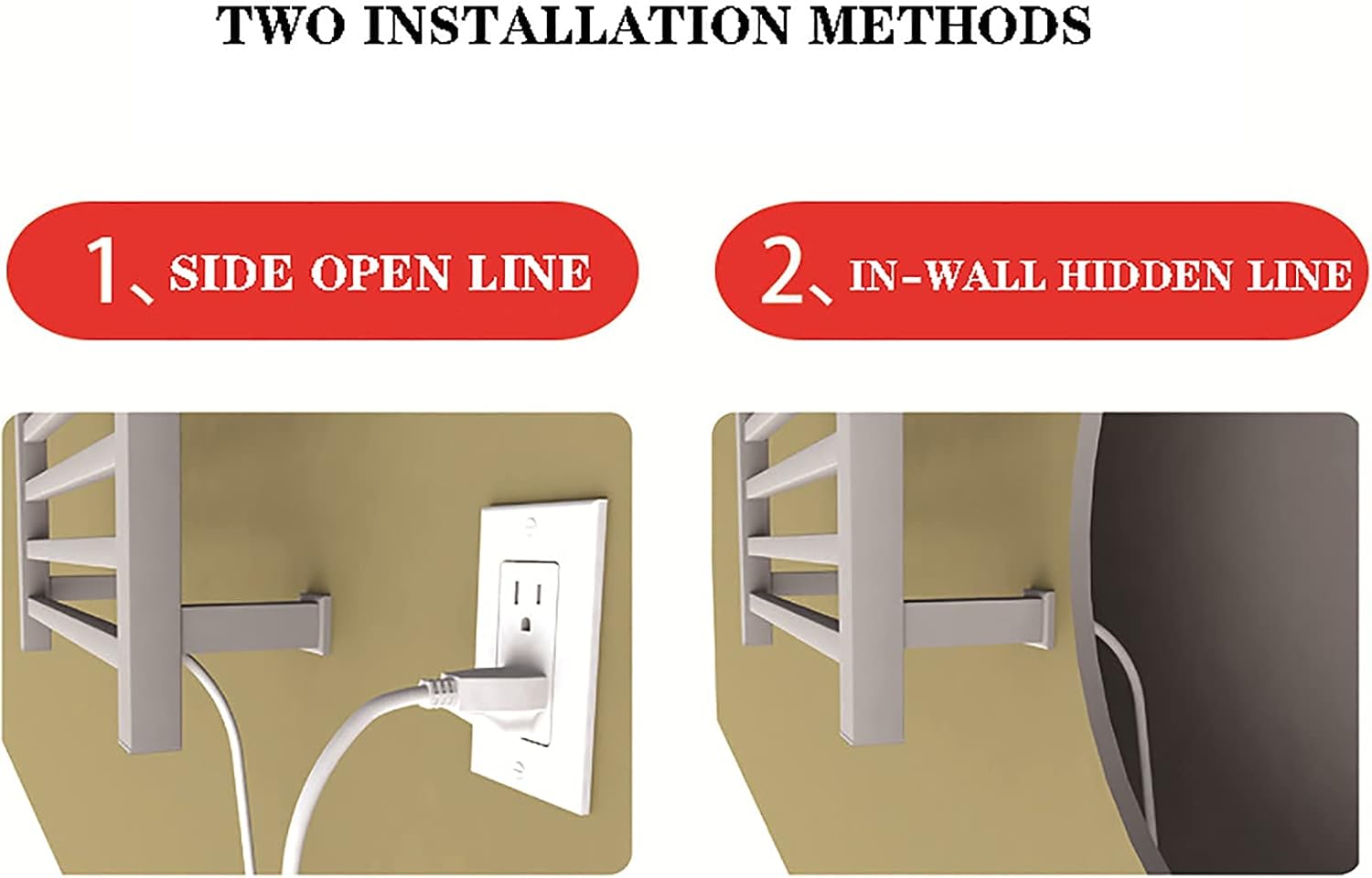 Heated Towel Warmer Racks Wall Mounted Electric Towel Warmer with 4 Round Bars Electric Towel Rack 304 Stainless Steel Heated Towel Rails (Gold Hard Wired)